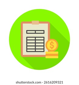 Balance Sheet mini illustration rounded color icon, use for taxation, economy, business, finance, UI, UX kit, app and web development, digital or print.