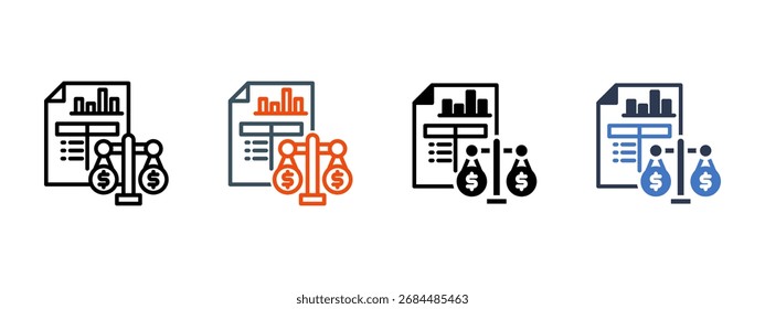 Ilustración vectorial de estilo de icono múltiple del balance de situación