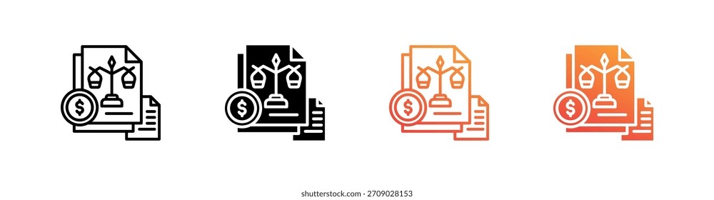 Vector de conjunto de iconos de estilo múltiple de hoja de balance