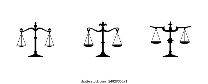 balance sheet silhouette, commemorating international day of justice, various simple designs, editable vector eps 10.