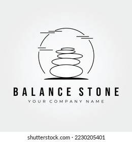 balance stone line art logo vector illustration design