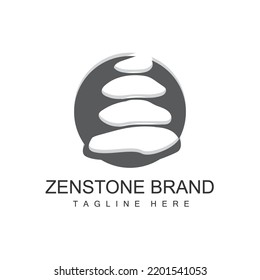 Logo-Design des Steins, Vektortherapiestone, Massagestein, Hot Stone und Zenstone, Illustration der Produktmarken