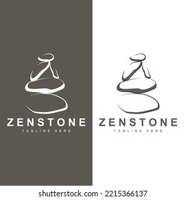 Balance Stone Logo Design, Vector Therapy Stone, Massage Stone, Hot Stone And Zenstone, Product Brand Illustration