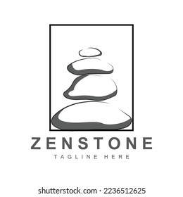 Diseño Del Logotipo De Balanza De Piedra, Piedra De Terapia Vectora, Piedra De Masaje, Piedra Caliente Y Piedra De Zenstone, Ilustración De La Marca De Producto