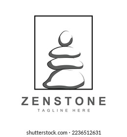 Diseño Del Logotipo De Balanza De Piedra, Piedra De Terapia Vectora, Piedra De Masaje, Piedra Caliente Y Piedra De Zenstone, Ilustración De La Marca De Producto