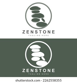 Diseño Del Logotipo De Balanza De Piedra, Piedra De Terapia Vectora, Piedra De Masaje, Piedra Caliente Y Piedra De Zenstone, Ilustración De La Marca De Producto
