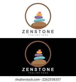 Diseño Del Logotipo De Balanza De Piedra, Piedra De Terapia Vectora, Piedra De Masaje, Piedra Caliente Y Piedra De Zenstone, Ilustración De La Marca De Producto