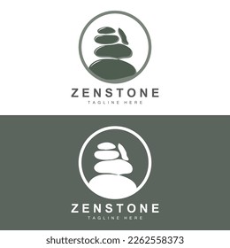 Diseño Del Logotipo De Balanza De Piedra, Piedra De Terapia Vectora, Piedra De Masaje, Piedra Caliente Y Piedra De Zenstone, Ilustración De La Marca De Producto