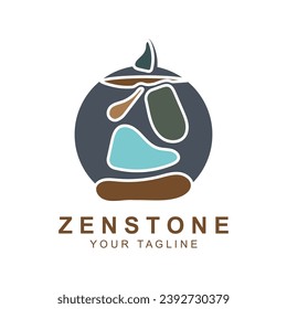 Balance Stone Logo Design, zen stone silhouette logo vector illustration design with creative idea