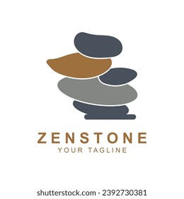 Balance Stone Logo Design, zen stone silhouette logo vector illustration design with creative idea