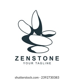 Balance Stone Logo Design, zen stone silhouette logo vector illustration design with creative idea