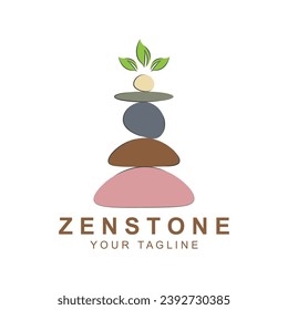 Diseño del logotipo de balance de piedra, diseño del logotipo de la silueta de piedra zen, ilustración vectorial con idea creativa
