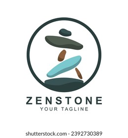 Balance Stone Logo Design, zen stone silhouette logo vector illustration design with creative idea