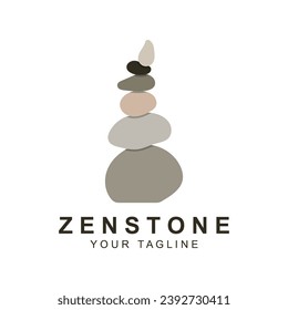 Balance Stone Logo Design, zen stone silhouette logo vector illustration design with creative idea