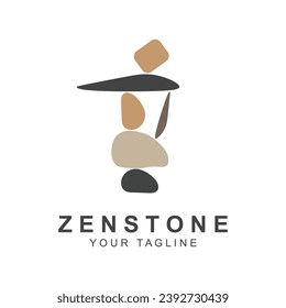 Balance Stone Logo Design, zen stone silhouette logo vector illustration design with creative idea