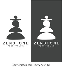 Balance Stone Logo Design, zen stone silhouette logo vector illustration design with creative idea