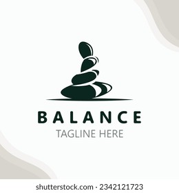 Balance stone logo massage stone yoga, rock arrangement for spa and health meditation symbol