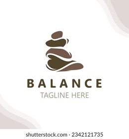 Balance stone logo massage stone yoga, rock arrangement for spa and health meditation symbol