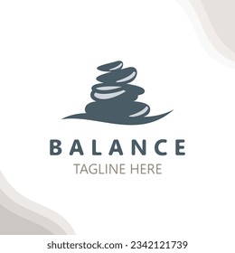 Balance stone logo massage stone yoga, rock arrangement for spa and health meditation symbol