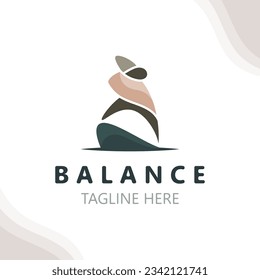 Balance stone logo massage stone yoga, rock arrangement for spa and health meditation symbol