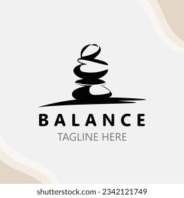 Balance stone logo massage stone yoga, rock arrangement for spa and health meditation symbol