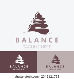 Balance stone logo massage stone yoga, rock arrangement for spa and health meditation symbol