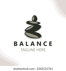 Logotipo de balanza de piedra masaje yoga de piedra, disposición rocosa para el símbolo spa y meditación de la salud