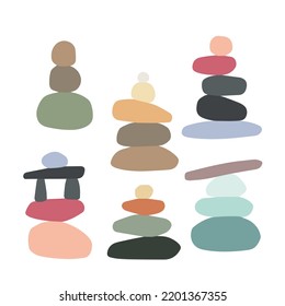 Balance Stones For Spa. Zen Concept Of Concentration. Simple Illustration Of Stack Of Geometric Shapes