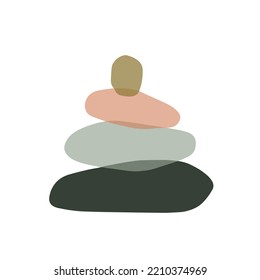 Balance Stones For Spa. Zen Concept Of Concentration. Simple Illustration Of Stack Of Geometric Shapes