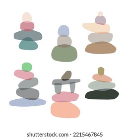 Balance Stones For Spa. Zen Concept Of Concentration. Simple Illustration Of Stack Of Geometric Shapes