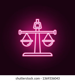 Balance, straight neon icon. Elements of Law & Justice set. Simple icon for websites, web design, mobile app, info graphics