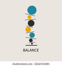 Balance symbol. Harmony sign. Logo stability. Wellbeing concept. Business stability. Vector illustration