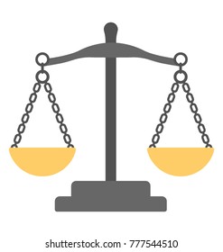 A balance symbolic of law and justice, flat vector icon design