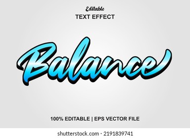 balance text effect with blue color 3d style editable.
