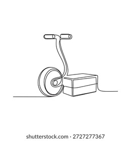 A balance trainer on a balance board next to a wooden box