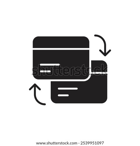 Balance Transfer Icon with Arrows Between Two Credit Cards, Representing Financial Transfers, Debt Management, and Credit Card Consolidation