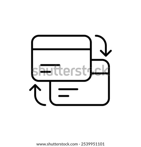Balance Transfer Icon with Arrows Between Two Credit Cards, Representing Financial Transfers, Debt Management, and Credit Card Consolidation