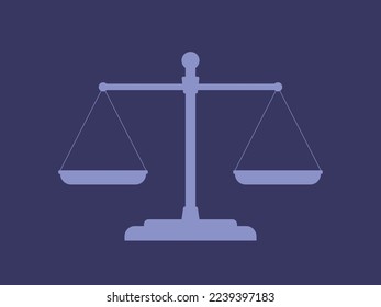 Balance vector icon isolated on blue background. A symbol of fairness and equality.