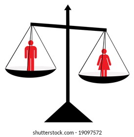 Equilibrio, ilustración vectorial, macho/hembra