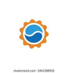 balance waves sun beach symbol logo vector 