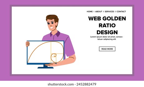 balance web golden ratio design vector. harmony aesthetics, proportion symmetry, grid spacing balance web golden ratio design web flat cartoon illustration
