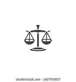 Balance weight, justice balance, law firm, libra. Vector icon template