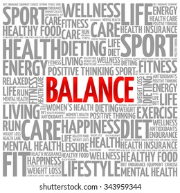BALANCE word cloud background, health concept