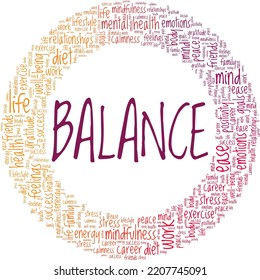 Balance word cloud conceptual design isolated on white background.