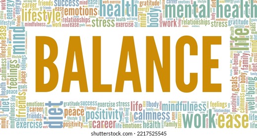 Balance word cloud conceptual design isolated on white background.