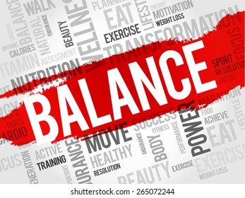 BALANCE word cloud, fitness, sport, health concept