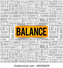 BALANCE word cloud, fitness, sport, health concept