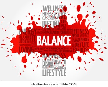 BALANCE word cloud, health cross concept