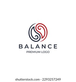 Balance Yin Yang logo line art outline vector illustration template