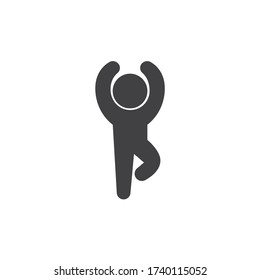 Balance yoga position vector icon. filled flat sign for mobile concept and web design. Standing on One Leg, Yoga practice glyph icon. Symbol, logo illustration. Vector graphics